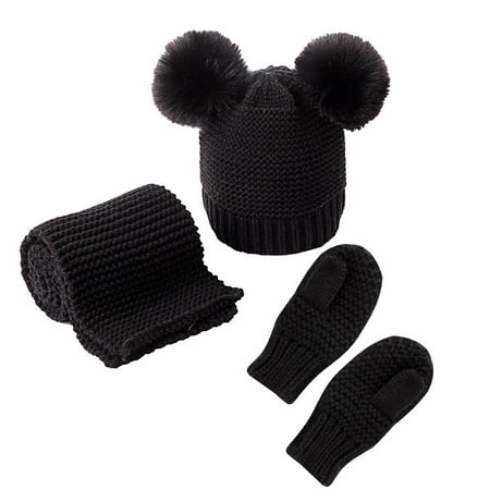 

Odeerbi Clearance Baby Boys Girls Beanie Infant Toddler Knitted Hats 3PCS Children Soft Solid Wrap Hair Woollen Winter Warm Soft Hat + Gloves + Scarf Set