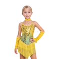 thumbnail image 2 of OOOUM Shine Girls Performance Party Dress Sequin Appliques Tassel Dance Dresses Kids Stage Performance Outfits Sets Yellow 12-13 Years, 2 of 4