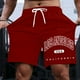 thumbnail image 2 of Pantalones cortos casuales con estampado de letras estilo urbano para hombre, ligeramente elásticos, de poliéster, 2 of 4