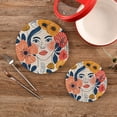 thumbnail image 2 of Girl at Flowers Trivet Mats Pot Holders Cotton Woven Non-Slip Heat Resistant for Hot Pots Pans Pats for Cooking Baking Set of 2, 2 of 7