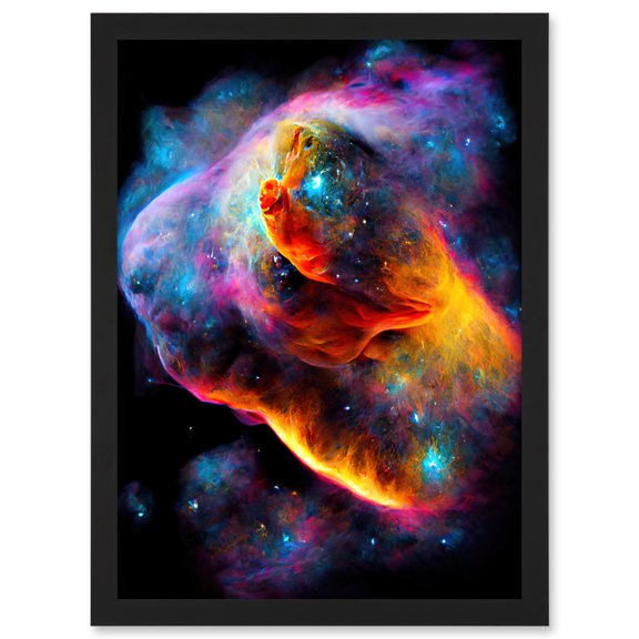 Space Nebula Vibrant Rainbow Spectrum Artwork Framed Wall Art Print A4