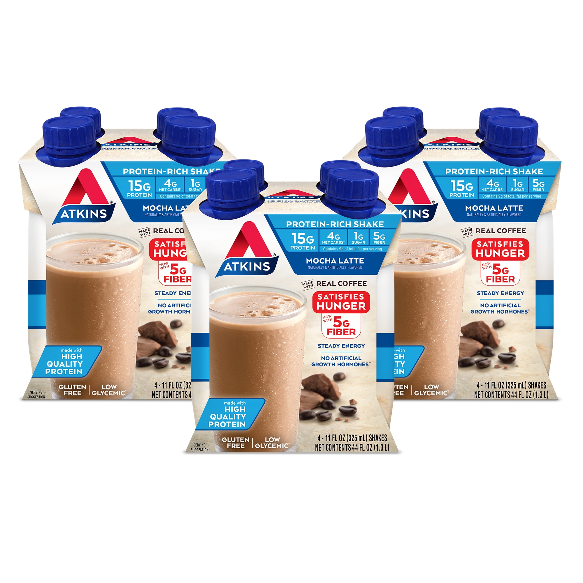 Atkins Gluten Free ProteinRich Shake, Mocha Latte, Keto Friendly, 12
