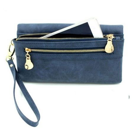 Fullvigor Women PU Leather Long Wallet Clutch Purses Wristlet Bag Card Holder