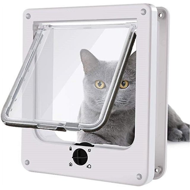 4 posiciones con túnel para gatos, entrada y salida para gatos, puerta de dirección controlable, orificio para puerta para gatos multifunción creativo, suministros para mascotas