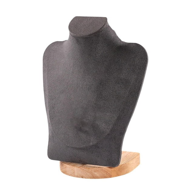 Yinanstore Necklace Display Chain Bust Stand Holder Mannequin for Home Countertop Store 23 cm Grey Velvet