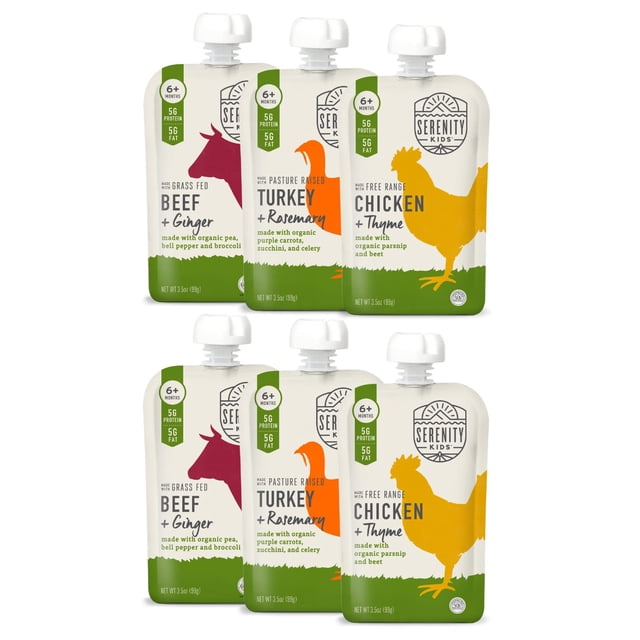 Baby Food Serenity Kids de 6 meses o más, puré de carne y verduras, 100 ml