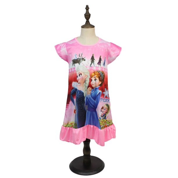 2023 princesas de Disney Frozen 2 ropa de verano para niñas Anna Elsa pijamas para niños vestidos de cumpleaños Casual Costume3-8Y7T Gao Jinjia LED
