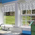 thumbnail image 3 of Valance Curtains for Windows,Blue Grey Leaves Semi Sheer Curtain Valance,Abstract Botanical Leaves Window Valance Curtains,Short Rod Pocket Window Treatment for Kitchen Living Room 54"x18", 3 of 6