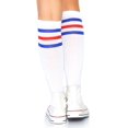 thumbnail image 3 of Leg Avenue Athletic striped knee highs. White/Blue Color, 3 of 4