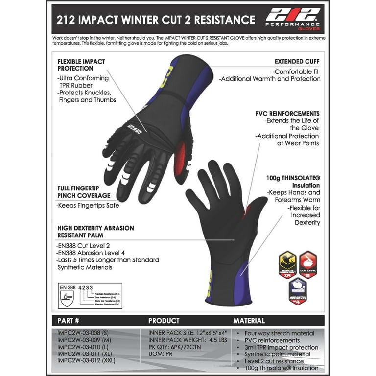 212 Performance Insulated Cut Resistant Leather Winter Work Glove