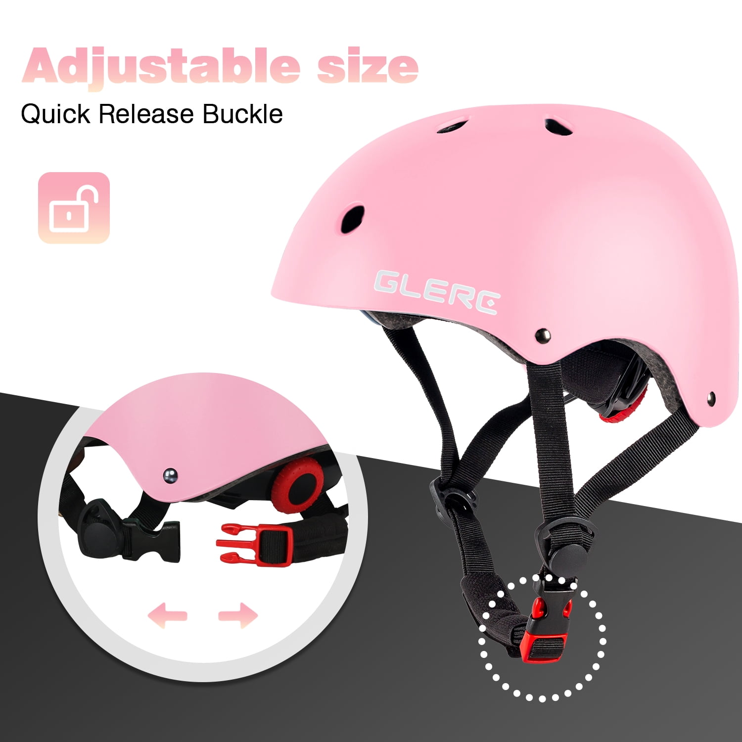 Glerc Kids Helmet for 3-8 Years Old Child and Toddler, S Size Pink