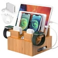 thumbnail image 1 of Pezin & Hulin Bamboo Charging Station Organizer for Multiple Devices (Included 5-Port USB Charger, 5 Cables, 2 Earbuds & Watch Stand), Desktop Stations for Cell Phone, Tablet, 1 of 8