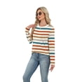 thumbnail image 3 of WIHOLL Womens Striped Long Sleeve Shirts Spring Outfits 2026 Striped Tops Fashion Clothing Crewneck Tee Blouses Green and Orange, 3 of 8