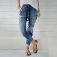 thumbnail image 2 of Henpk New Arrivals 2024 Now Trending 2024 Jeans For Women High Rise Leggings For Women Plus Size Clearance Summer Elastic Plus Loose Casual Drawstring Plus Cropped Blue L, 2 of 7