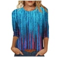 thumbnail image 2 of Womens Tops Plus Size 3/4 Sleeve Round Neck Print Casual T-shirt Multicolor M, 2 of 5