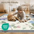 thumbnail image 4 of ODIKA 6'x9' Washable Area Rug Easy Care, Non-Shedding, Hydrangea Watercolor Floral With Eucalyptus Vine And Plaid Corner Details for Queen Size Bedroom Under Bed Master Suite, 4 of 7