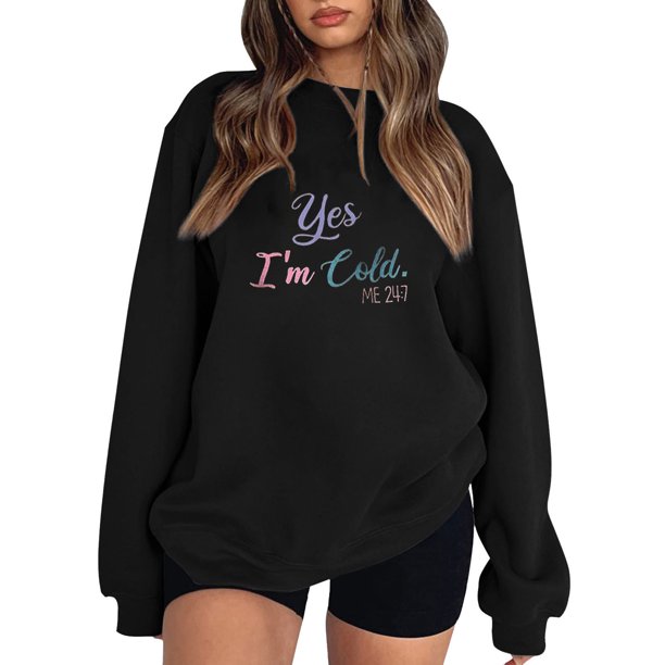 Gibobby Sudaderas con cremallera Sudadera casual de manga larga con cuello redondo para mujer, lindo de Porint, ajuste relajado (Negro, M)