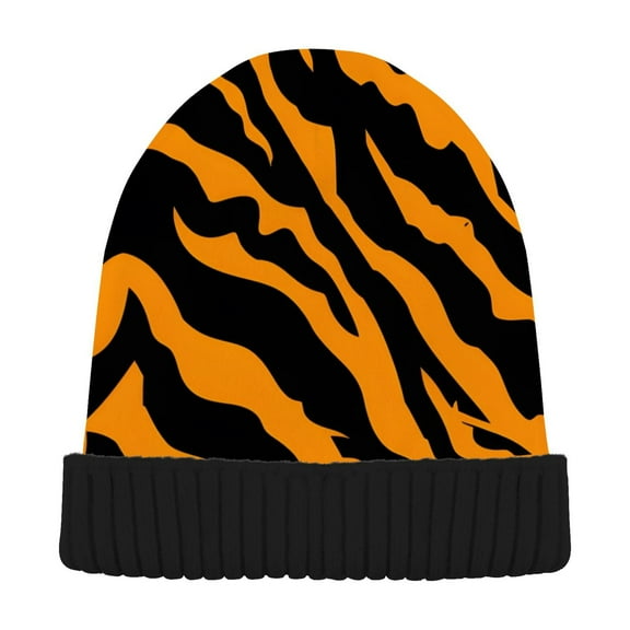 joogoo Tiger Print Background Beanie Hats Men Women Cuffed Skull Cap Winter Warm Knit Thick Beanies