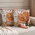 thumbnail image 2 of Orange Yellow Gnomes Fall Outdoor Waterproof Pillow Covers, Thanksgiving Botanical Leaves Wooden Decorative Square Throw Pillowcase Sofa Cushion Sham for Patio/Couch/Chair, 18"x18" 2 Pack, 2 of 8