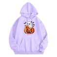 thumbnail image 4 of Ladies' Halloween Casual Printed Round-Neck Long-Sleeved Hoodie Pullover, Purple Xl, 4 of 4