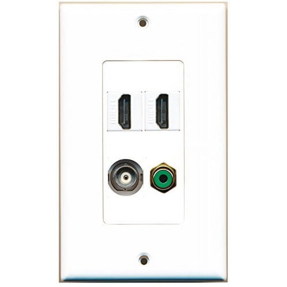 RiteAV - 2 Port HDMI 1 Port RCA Green 1 Port BNC Wall Plate Decorative
