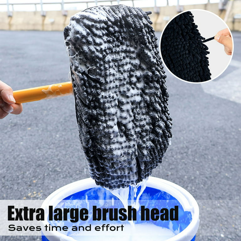 verlacod Car Wash Mop Telescopic Car Cleaning Brush 90° Rotatable with  Aluminum Long Handle Powerful Water Absorption for Car Washing Glass  Cleaning