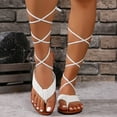thumbnail image 3 of Mepaouo Women's Lace up Gladiator Sandals Criss Cross Strappy Flip Flops Tie up Summer Flat Shoes, 3 of 6