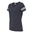 thumbnail image 2 of Women's Football V-Neck Fine Jersey Tee Color Vintage Navy/ White Medium Size, 2 of 4