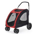 thumbnail image 1 of Foldable Dog Stroller Full Zipper Large Space Strong Bearing Capacity Breathable Pet Stroller for Outdoor Travelling Red, 1 of 5
