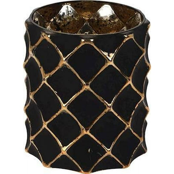 BLACK with GOLD DIAMOND Courtneys Candles 40 oz Limited Edition Scented Jar Candle - CINNAMON VANILLA