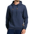 thumbnail image 2 of Tyhengta Mens Hooded Sweatshirt Casual Long Sleeve Drawstring Jacquard PlaidCloth Pullover Hoodies Navy M, 2 of 9