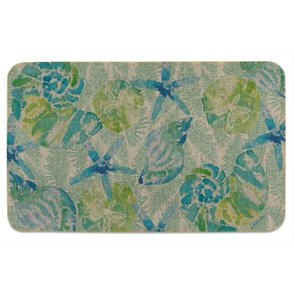 Highland Home "Isla Mona Shells" Indoor/Outdoor Natural Linen Look Floor Mat