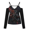 thumbnail image 4 of Blusa suelta de manga larga con cuello en V y cremallera para mujer Fridja  hj4585, 4 of 9