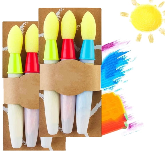 Sidewalk Chalk Paint Brush, Sidewalk Chalk Paint Brush with Liquid, 6-Pack DIY Washable Paintbrush Bulk, Add Water to The Brush and Use Washable, Easy to Clean - Clearance under $5