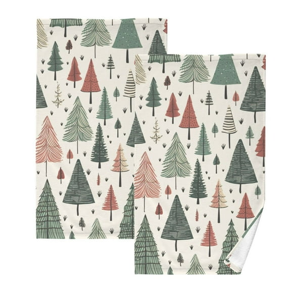 Christmas Trees Hand Towels Cotton Bath Towels Large Face Towels Absorbent for Bathroom 2 Packs