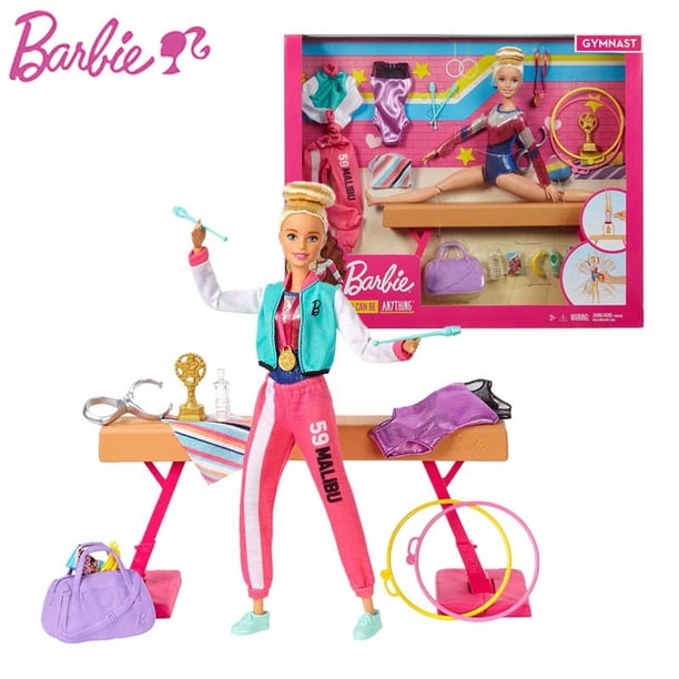 Conjunto de accesorios de muñeca Barbie gimnasta Original, casa de juegos deportiva, juguete para niñas, regalo de cumpleaños y Navidad, GJM72 Fivean unisex