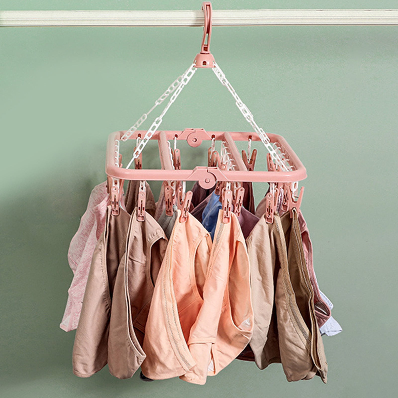 JilgTeok 4 Packs Socks Underwear Hanger Organizer with 32 Clips for Closet Space Saving Storage with Sturdy Clips Holds 32 Pairs Panties Socks Pantyhose Accessories