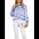 thumbnail image 2 of Blusas Bohemias con Cuello en V y Mangas Farol para Mujer 2025 Pequeña Flor Azul M, 2 of 10