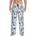 thumbnail image 2 of Kdxio Blue Flax Flowers Print Men's Sleep Pajama Pant Lounge Pants with Pockets, 2 of 8