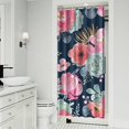 thumbnail image 2 of Floral Tropical Leaves and Peony Shower Curtain 36x72, Romantic Garden Style with Hooks, 2 of 5