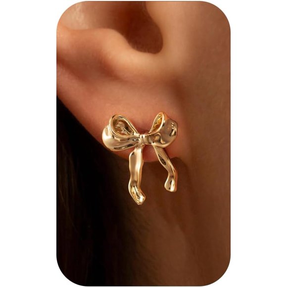 shiyou-Stud Earrings-14K Gold/White Gold Plated Earrings Stacks Bow Snake Butterfly Tiny Stud Earrings Set Cartilage Earrings Earrings for Women