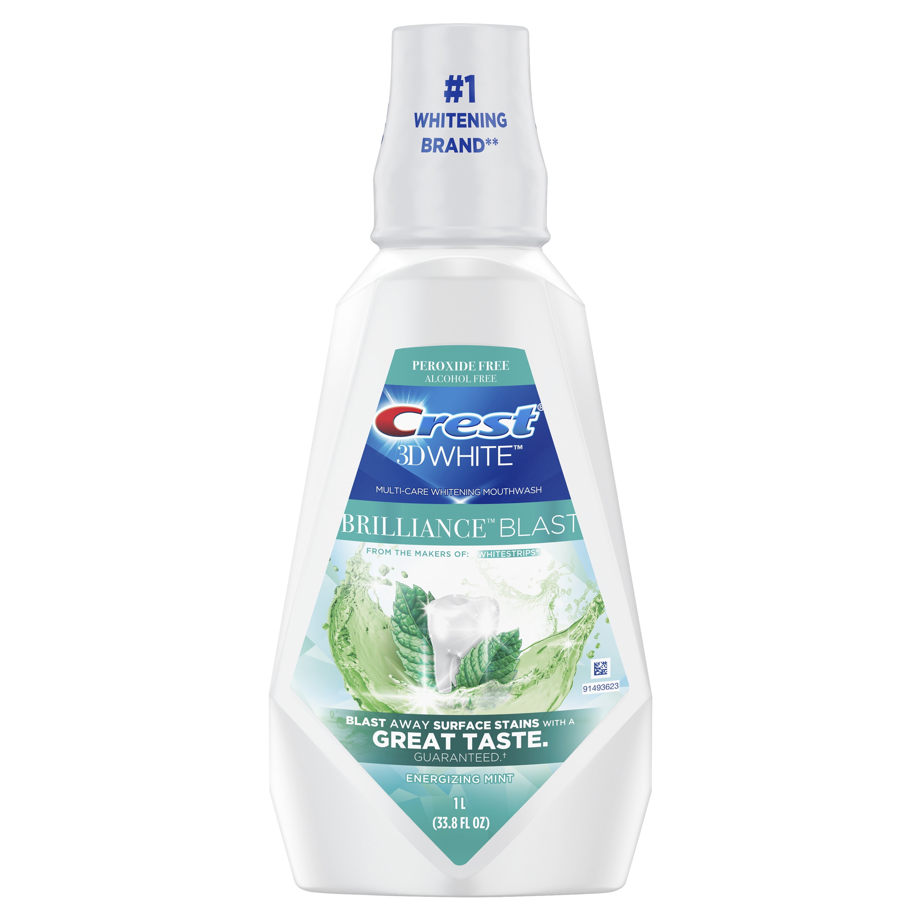Crest 3D White Brilliance Blast Mouthwash, Energizing Mint, 1 L