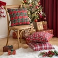 thumbnail image 5 of 2PCS Christmas Plaid Decorative Throw Pillow Covers Snowflake for Sofa Farmhouse Decor，18x18 Inch, 5 of 6