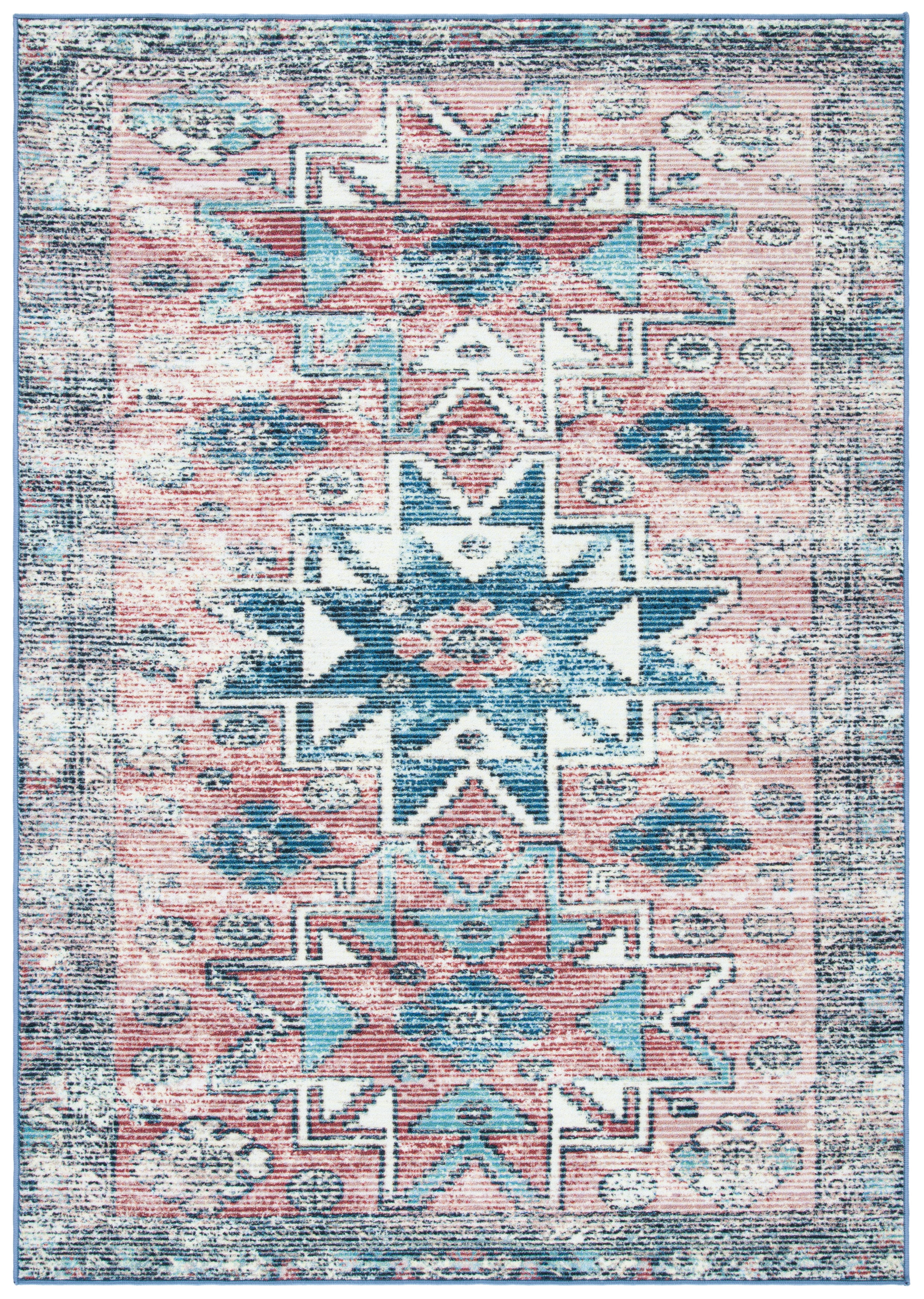 SAFAVIEH Journey Elizabeth Floral Distressed Area Rug, Pink/Blue, 8'9" x 12'