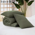 thumbnail image 3 of Amberspace Prewashed fabric 3-piece Bed in a Bag Comforter Set with Sheets,Olive Green,Queen, 3 of 9