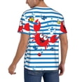 thumbnail image 2 of Hirioo Red Funny Crab on Blue Stripe for Men's Baseball T-shirt Shirts Short Sleeve Casual Summer Button Stretch T Shirts,Size S-4XL-Large, 2 of 7