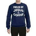 thumbnail image 2 of Fueled by Jesus and Coffee Funny Christian | Mens Inspirational/Christian Crewneck Graphic Sweatshirt, Navy, 3XL, 2 of 3