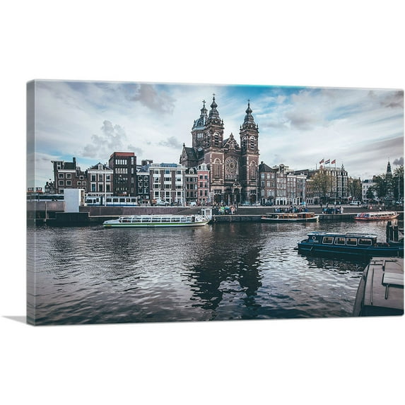 ARTCANVAS Church of Saint Nicholas, Basilica in Amsterdam Canvas Art Print - Size: 60" x 40" (1.50" Deep) (3-Piece)