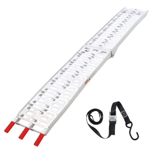 GloryStar 750 lbs Folding Loading Ramp for Motorcycles, Dirt Bikes, and Trailers, 89 Inch by 11 Inch with Straps for Trucks, Snowblowers, and Cargo