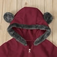 thumbnail image 4 of Baby Boy Bright Puffy Jacket Girl Bear Ears Footed Kids Lightweight Jacket Hooded Romper Jumpsuit 4T Light Weight Jacket Coat, 4 of 9